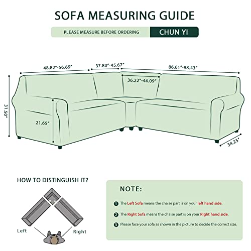 Chun Yi 3 Piece Corner Sofa Slipcover Sectional Couch Covers L Shaped Sofa Slip Cover Suitable For Chaise Lounge, Checks Spandex Jacquard Fabric (French Blue) #TOP3