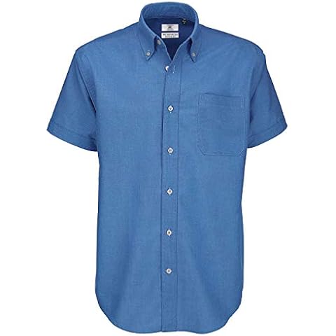 B&C - Camisa Oxford de manga corta informal para hombre Cover