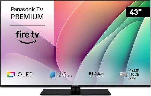 Panasonic Premium TV-43W80AEZC, W80 Serie 43 Zoll QLED 4K Ultra HD Smart TV, Fire TV, Dolby Vision & Atmos, Game Mode Plus, Alexa Sprachsteuerung, Airplay, Schwarz