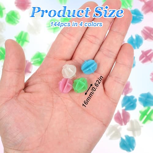 JIYIN 144 Pcs Bike Spoke Beads Glow in The Dark, Colorful Plastic Luminous Bicycle Wheel Spokes Clip Beads, Round Bicycle Wheel Spokes Luminous Plastic Bead Noise Making Decorations
