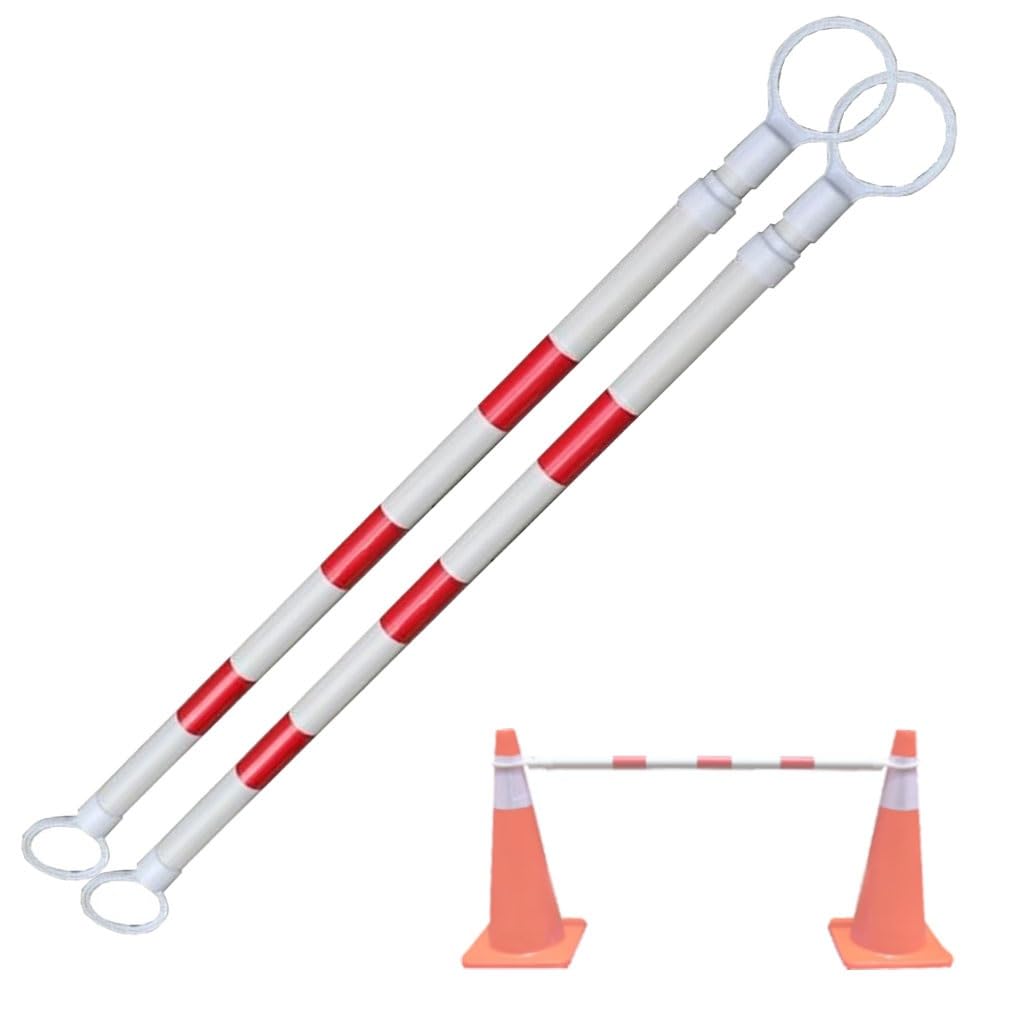 Barrera de Seguridad telescópica retráctil - 1,2-2 m, Paquete de 2 Conos Reflectantes Rojos y Blancos para Mayor Visibilidad y Control Efectivo de multitudes.