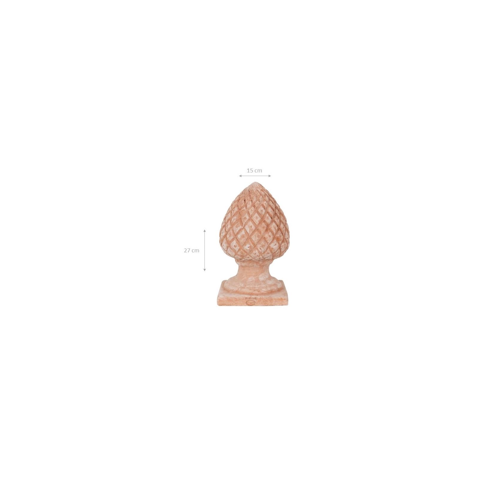 Biscottini Pigna decorativa in terracotta 27,5x15,5x15,5 cm - Pigne decorative grandi da esterno Made in Italy - Decorazioni casa e giardino