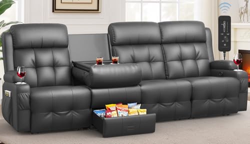 VAFEAFO Recliner Sofa, Massage Flip Back Reclining Sofa 4 Seater Sets Heavy Weight Capacity, RV...