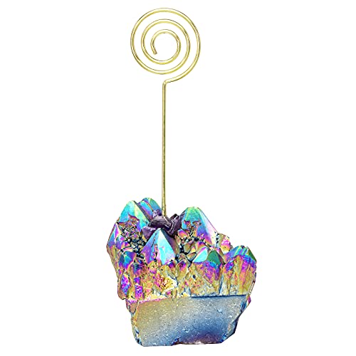 Porte-carte en quartz doré pour une décoration de table de mariage féerique