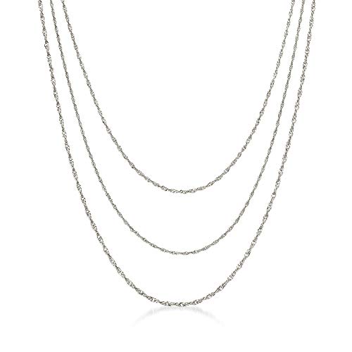 Ross-Simons Italian Sterling Silver 3-Strand Singapore Chain Layered Necklace. 18 inches