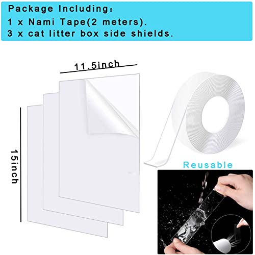 Dandelion 3 Pack Cat Litter Box Pee Shields,High Side Enclosure Splash Guard,Anti-Splashing Litter Pan Shields, Fits All Open Top Cat Litter Box Pan, Litter Box Not Included #TOP5