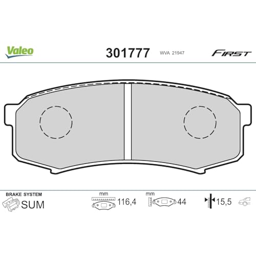 Valeo - Imbottiture Per Freni First - 301777 - Set Di 4 Imbottiture - Asse Posteriore - Completamente Dotato Di Accessori Montati. - 2