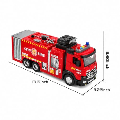 Image of ANTALYA Musical Fire Truck Toy for Kids with Water Spray, Lights & Sound | Push and Go Fire Engine Vehicle with Rotating Ladder & Water Tank | Educational Rescue Truck Toy for Boys & Girls