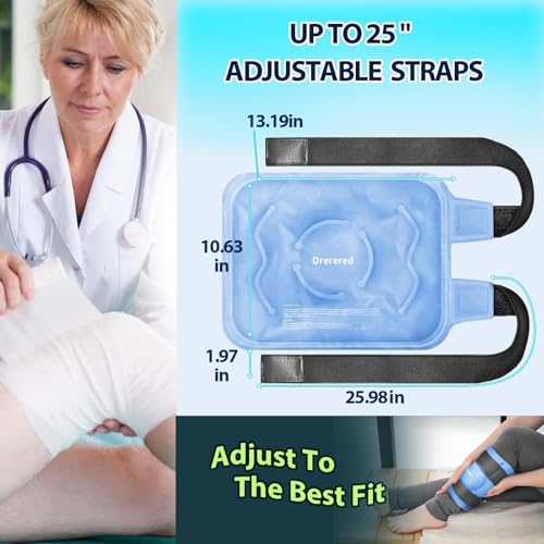 Image of Ice Packs for Injuries Reusable Knee Gel Ice Pack Wrap for Swelling Blue | Pliable Low-Freeze Gel, Multi-Joint Pain Relief, Hands-Free Secure Strap, Accelerated Recovery Tool, Large