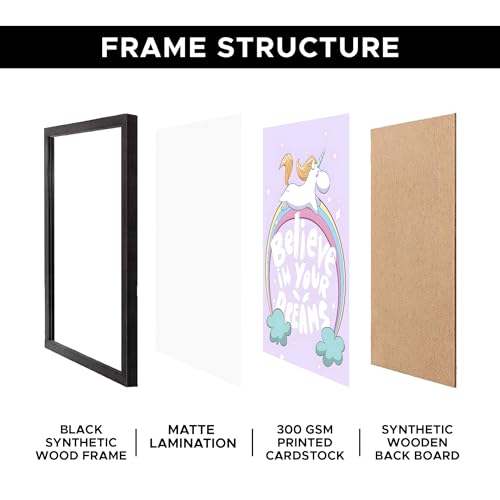 Image of CodersParadise Pastel Wall Poster Frames - Pack Of 6 | 8 x 12cm (A4 Size) | Aesthetic Artwork Framed Posters | Framed Posters For Living Room, Bedroom, Home And Office