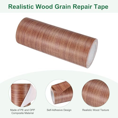 Image of M METERXITY 1-Roll Wood Grain Repair Tape, 6 Inch x 15ft Self-Adhesive Wood Floor Tape, Realistic Textured Repair Patch, Contact Paper for Furniture /Floors /Home Decor [Chocolate]