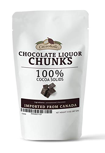 Cacaoholic Chocolate Liquor Chunks | Unsweetened Chocolate Chunks | Cocoa Mass Chunks | 100% Cocoa | Resealable Stand Up Pouch | 14 oz