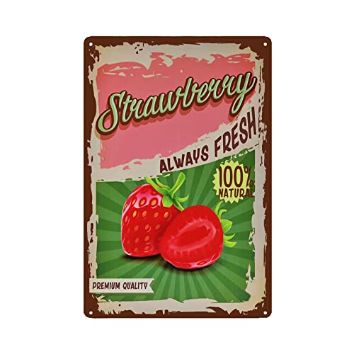 Vintage Strawberry Tin Sign - Fruit Metal sign - Retro Decorative Sign Wall Decor Home Decor