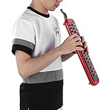 32 Key Melodica for Beginners, Ergonomic Wind Instrument with Built-in Keyboard, Red