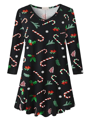Image of LARACE Tunics 3 /4 Sleeve Plus Size Tops for Women V Neck Loose Fit Flowy Clothing for Leggings