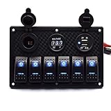 6 Gang Marine Boat Rocker Switch Panel 12V Waterproof RV Led Switch Panel for Car Truck Marine Boat,...