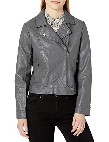 Jack by BB Dakota Junior's Faux Leather Moto Jacket, Charcoal, Large