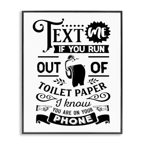 Vintage Bathroom Humor Text Sign, 11 x 14 Inch Framed Giclée Print