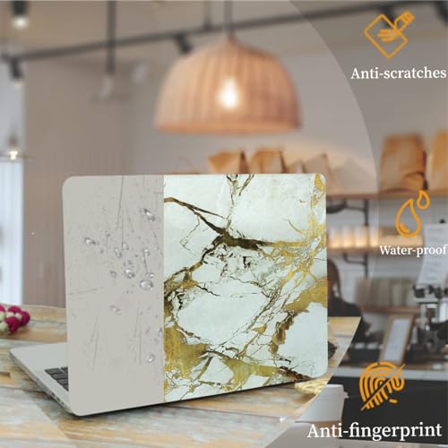 Carcasa MacBook 12 modelo A1534 con protector de teclado de plástico rígido mármol dorado 2