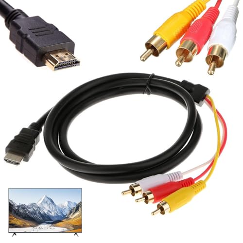 HDMI to RCA Cable Only for Devices with Built-in Decoder | HDMI to AV Adapter | 1080P HD to RCA Video Audio Adapter for HDTV DVD Projectors | 1.5m Male to 3 RCA Cable with Enhanced Signal Transmission