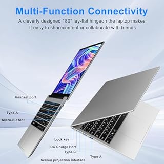 Ordinateur portable traditionnel de 15,6" 256 Go SSD extensible jusqu'à 1 To de SSD Celeron N5095 (jusqu'à 2,9 GHz) 4 cœurs Win 11 8 Go LPDDR4 PC avec système de refroidissement, caméra de confidentialité, clavier numérique pour étudiant en affaires, argent