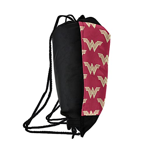 LOGOVISION Wonder Woman Movie Red Logo Pattern Drawstring Backpack Sports Bag Sackpack 17" x 13", Perfect for Gym, Yoga or Practice2