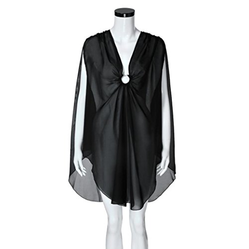 Forthery Cover Ups for Swimwear Women Bikini Summer Bathing Suit Dress Plus (XL, Black) - Thumbnail 2