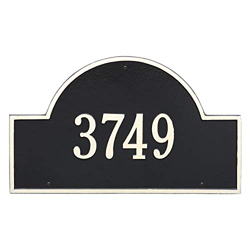 Venia Arch Estate Address Plaque, Black/White - Personalized 1-Line Aluminum House Number Sign, 23.75 x 14 in, Made in USA by Whitehall