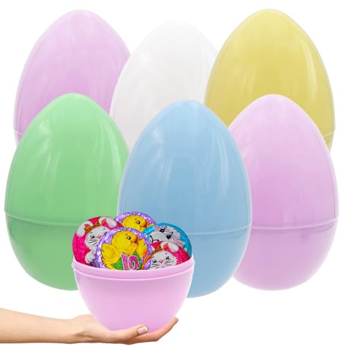 Image of The Dreidel Company Massive Pastel Fillable Easter Eggs Colorful Bright Plastic Easter Eggs, Perfect For Easter Egg Hunt, Surprise Egg, Easter Hunt, 8 inch Giant Fillable Eggs (48-Pack)