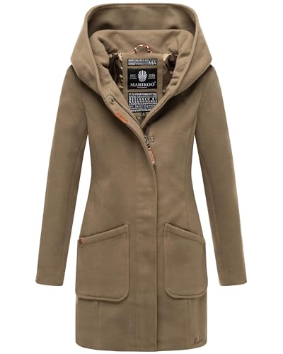 MARIKOO Abrigo para mujer con aspecto de abrigo de lana, cálido trench impermeable con capucha Maikoo XS-5XL, M - imagen 6