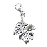 Eichenblatt auf Clip Eichenlaub auf Clip Sterling Silber Charm .925 x 1 Blätter Charms
