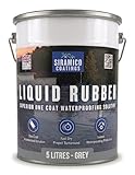 Siramico Coatings Liquid Rubber Roof Coating | 5 Litres | Instant Leak Seal Technology I Quick Drying, One Coat Waterproofing Sealant | Black, Grey & Clear (Grey, 5 Liters)