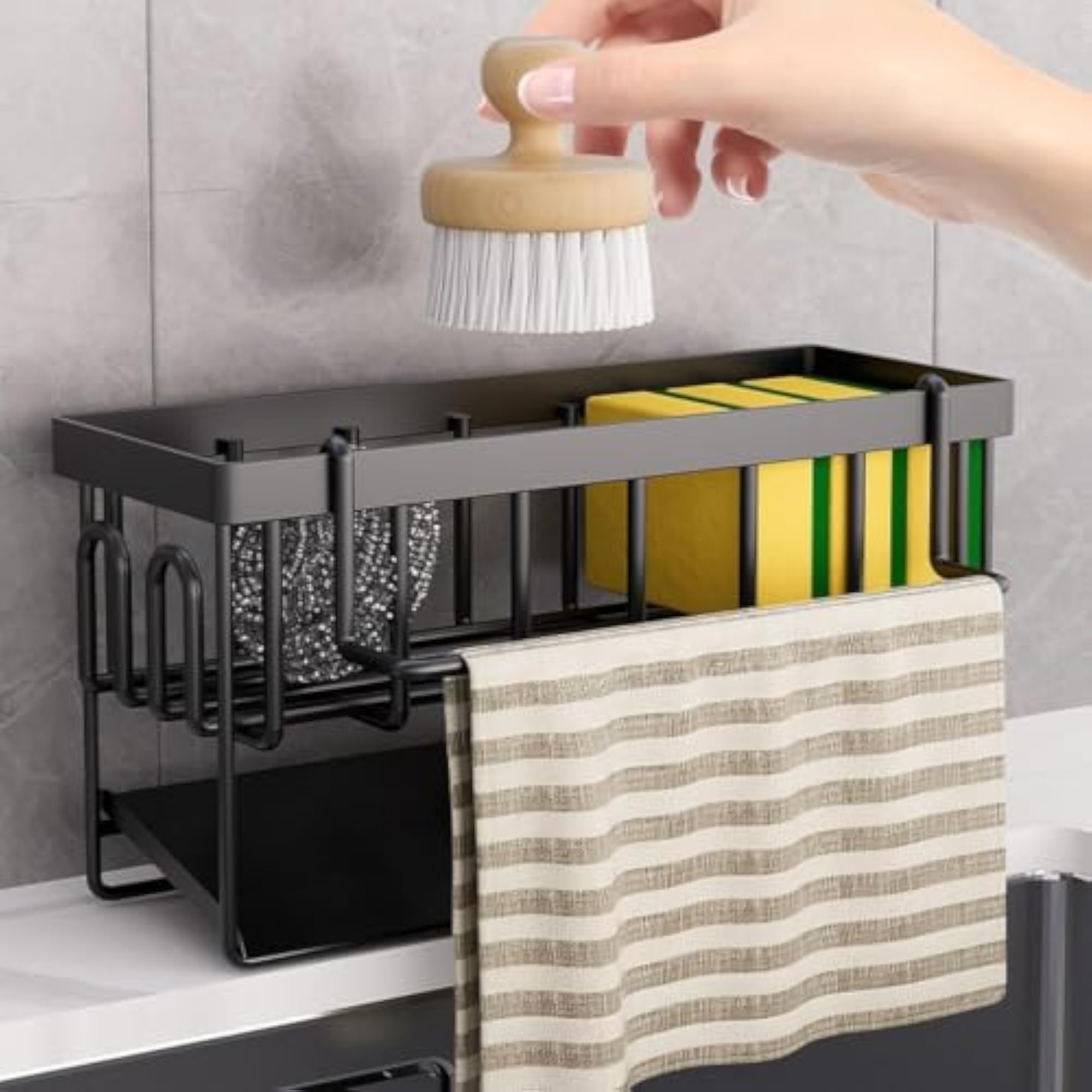 Metal Kitchen Countertop Organizer with Sponge Holder