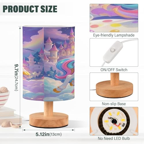Lámpara de mesa cilíndrica con diseño unicornio de 24.6 cm miniatura 3