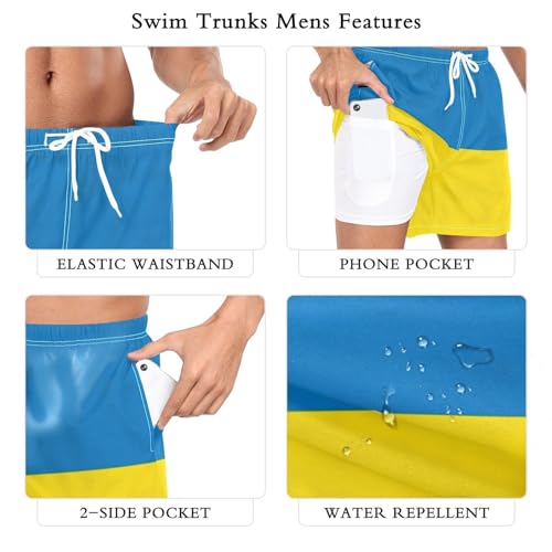 Yuiboo Swimming Trunks for Men Men's 2 Layer Workout Running Shorts4