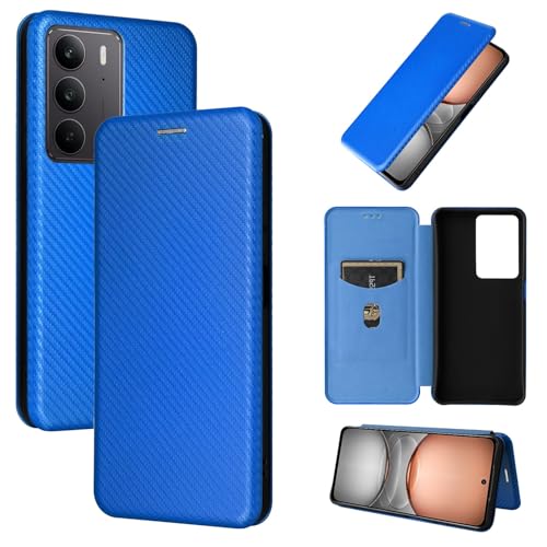 OPPO Realme C75 4G �Ή��P�[�X�A�X�����J�[�{���t�@�C�o�[�e�N�X�`��+ PC �n�C�u���b�h�P�[�X ���S�ی� �ϏՌ� �t���b�v�P�[�X�J�o�[ OPPO Realme C75 4G �Ή�(Blue)