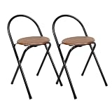 THE SECRET HOME - Pack de 2 Sillas Plegables de Metal y Madera - Asiento Plegable - Ideal para Cocina, Terraza o Jardín - Negro - 67 cm x 38 cm