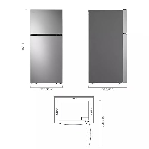 LG 28-Inch Freestanding Top-Freezer Refrigerator with 18 cu ft Capacity, 2 Glass Shelves, Gallon Door Bins, Multi-Air Flow System, Garage-Ready, Ice Maker Ready