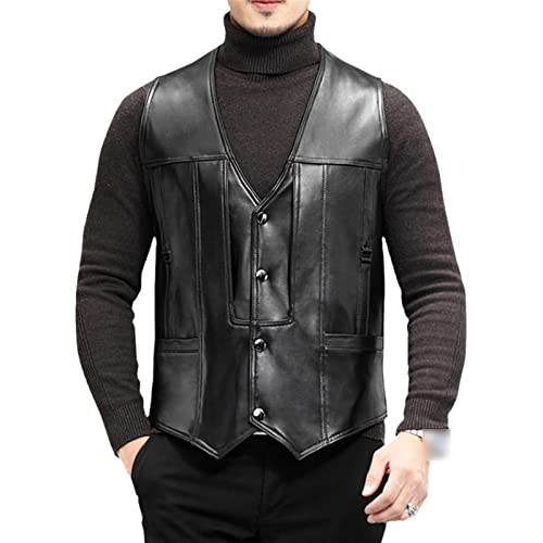 Haut en cuir de mouton pour vos sorties gilet homme sans manches col en V XL