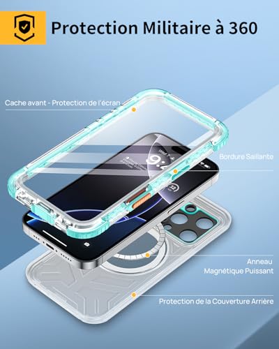 Coque iPhone 16 Pro waterproof protège écran et objectif MagSafe
