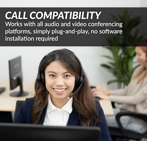 Image of Cyber Acoustics Professional USB Headset with Noise Cancelling Microphone (AC-404) Wired Headphones with Mic, Computer Headset for Home Office, Teams & Skype, USB-C /USB-A, Carry Pouch