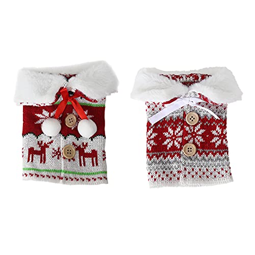 Sogaml 2 fundas de botella de vino de Navidad, tapas de botella de vino hechas a mano, bolsa de botella de vino para Christsmas y decoración de mesa del hogar Cover