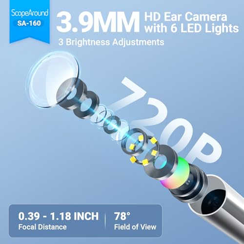 image for ScopeAround Digital Otoscope w/IPS Screen, 720p HD Smart Video Otoscop