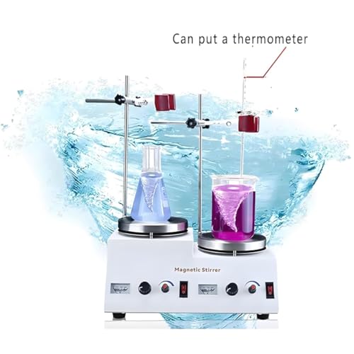 Agitatore magnetico con piastra riscaldante, piastra riscaldante da laboratorio con display di tensione, riscaldamento asincrono a doppia stazione, potenza regolabile 30-220 V per applicazioni di