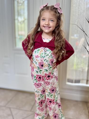 Image of HIHA Girls Sleeveless Jumpsuits Outfit Long Sleeve Twist Front Tops Romper Clothes Set Size 4-12