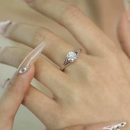 AGVANA 0.5 Carat - 1 Carat Lab Grown Diamond 4 Prong Solitaire Ring in Sterling Silver Promise Engagement Anniversary Wedding Ring for Women (D-E Color, VS Clarity)2