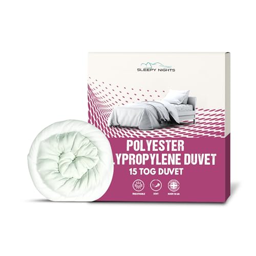 Sleep&Smile 15 Tog Duvet, Heavy Extra Hot Ultra Warm Polyester Polypropylene (teabag type), Non Allergenic Quilt UK Made - Double