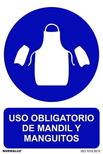 Normaluz Rd20021 - Señal Uso Obligatorio De Mandil Y Manguitos Pvc Glasspack 0,7Mm 21X30 Cm