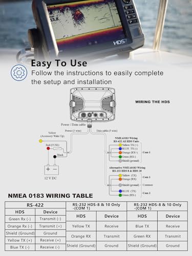 Cable de alimentación PC-30-RS422 para sonar Lowrance HDS y Elite 6