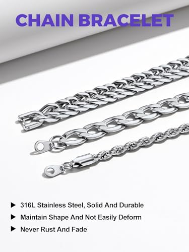 Set 2PCS/3PCS Pulseras Cadena Acero Inoxidable miniatura 6